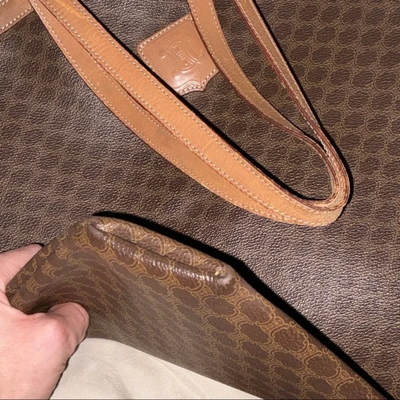 Celine Brown Monogram Canvas Tote with Tan Trim - Picture 3 of 11